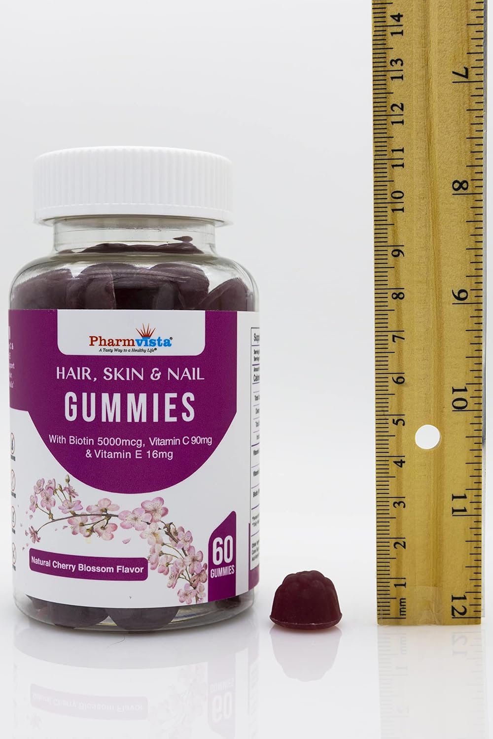 Biotin Vitamin Gummies for Hair, Skin, and Nails - Vegan, Gluten-Free, Non-GMO - 60 Count