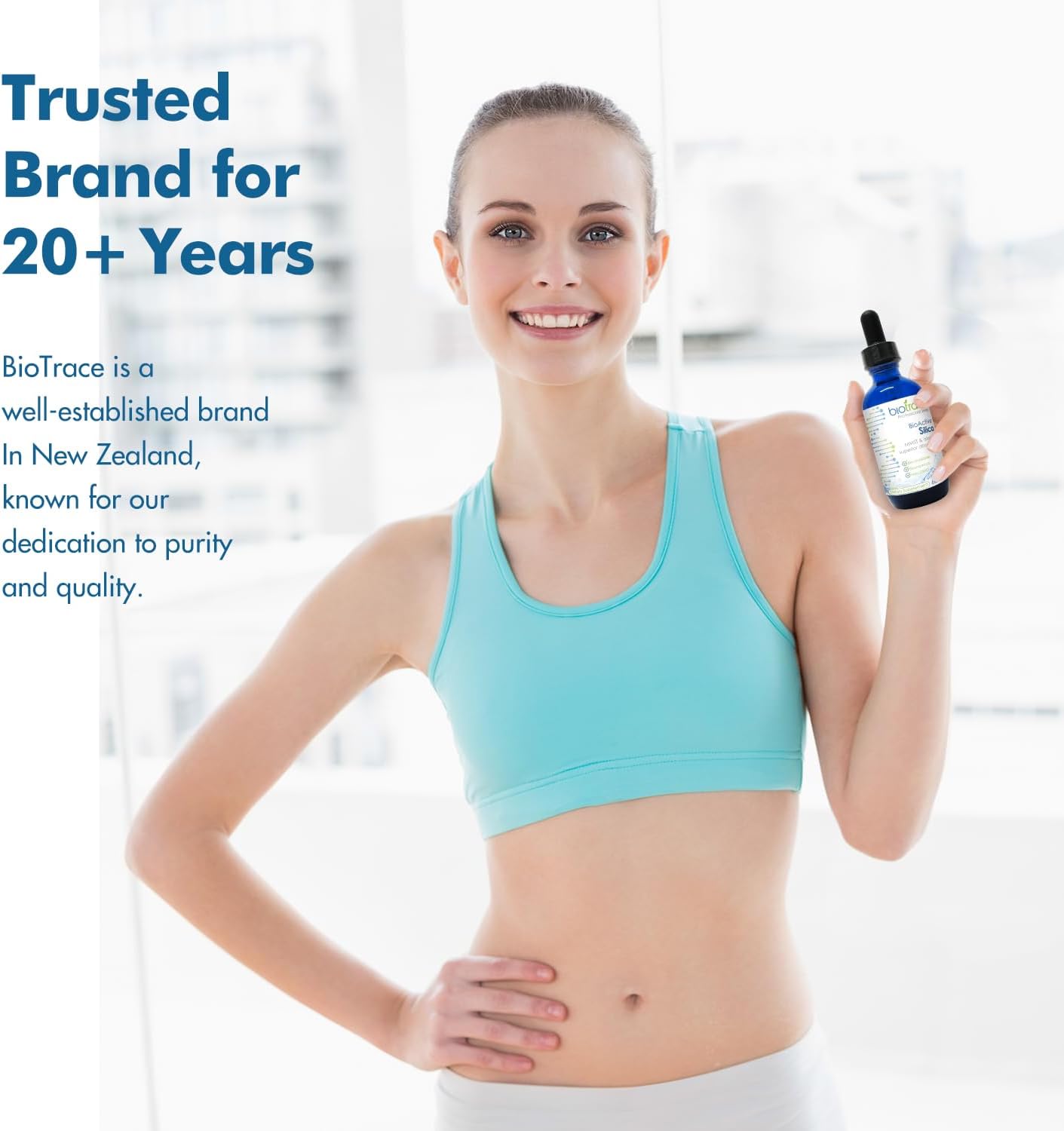 Biotrace BioActive Silica Drops | Liquid Mineral Concentrate for Hair, Skin, Nails, and Collagen Production | Supports Calcium, Joint, and Bone Health | 2.02 Fl Oz