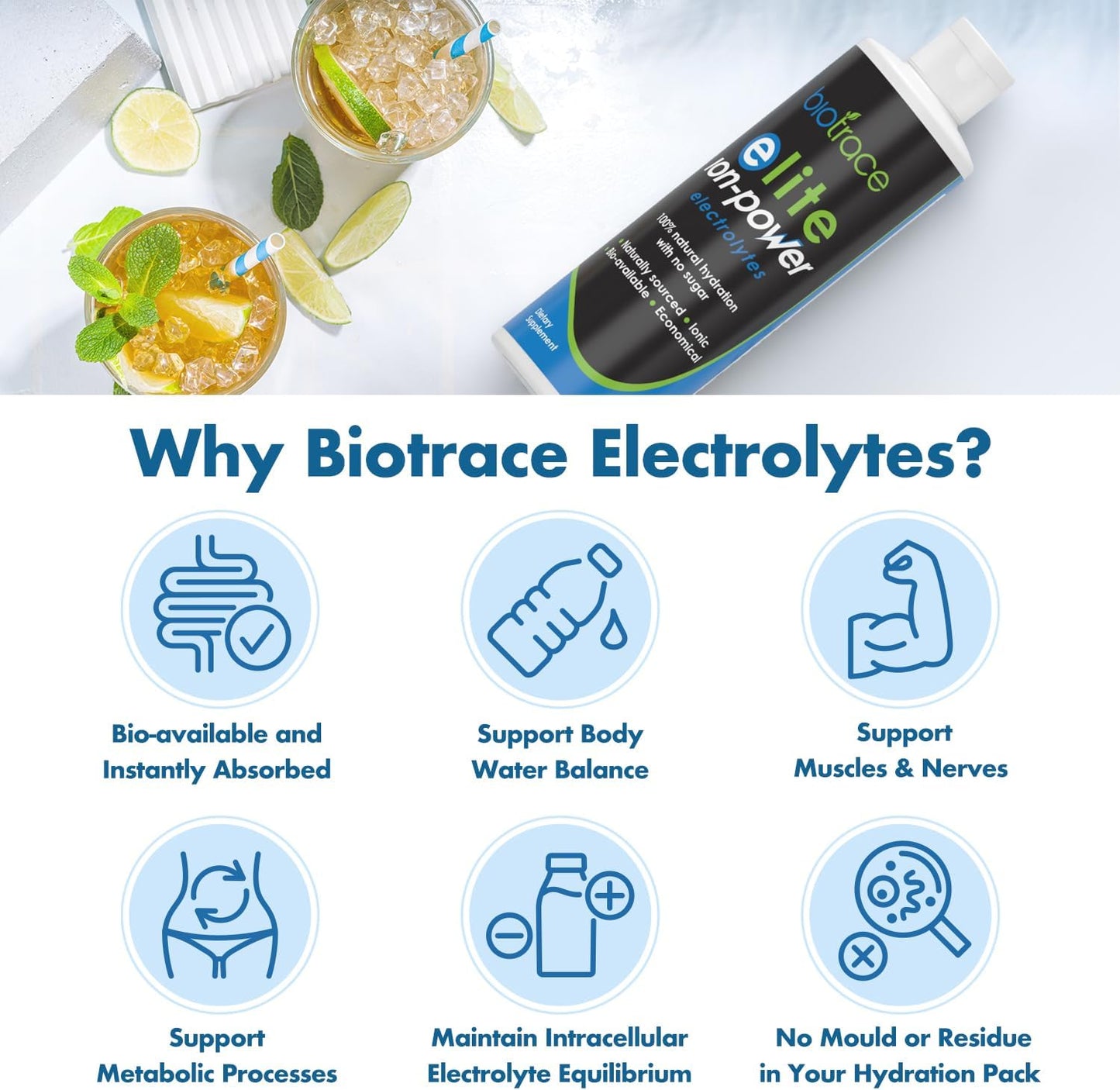 Biotrace Elite Electrolyte Drops: Zero Calorie, Zero Sugar Hydration Supplement with Trace Minerals - 4 fl oz