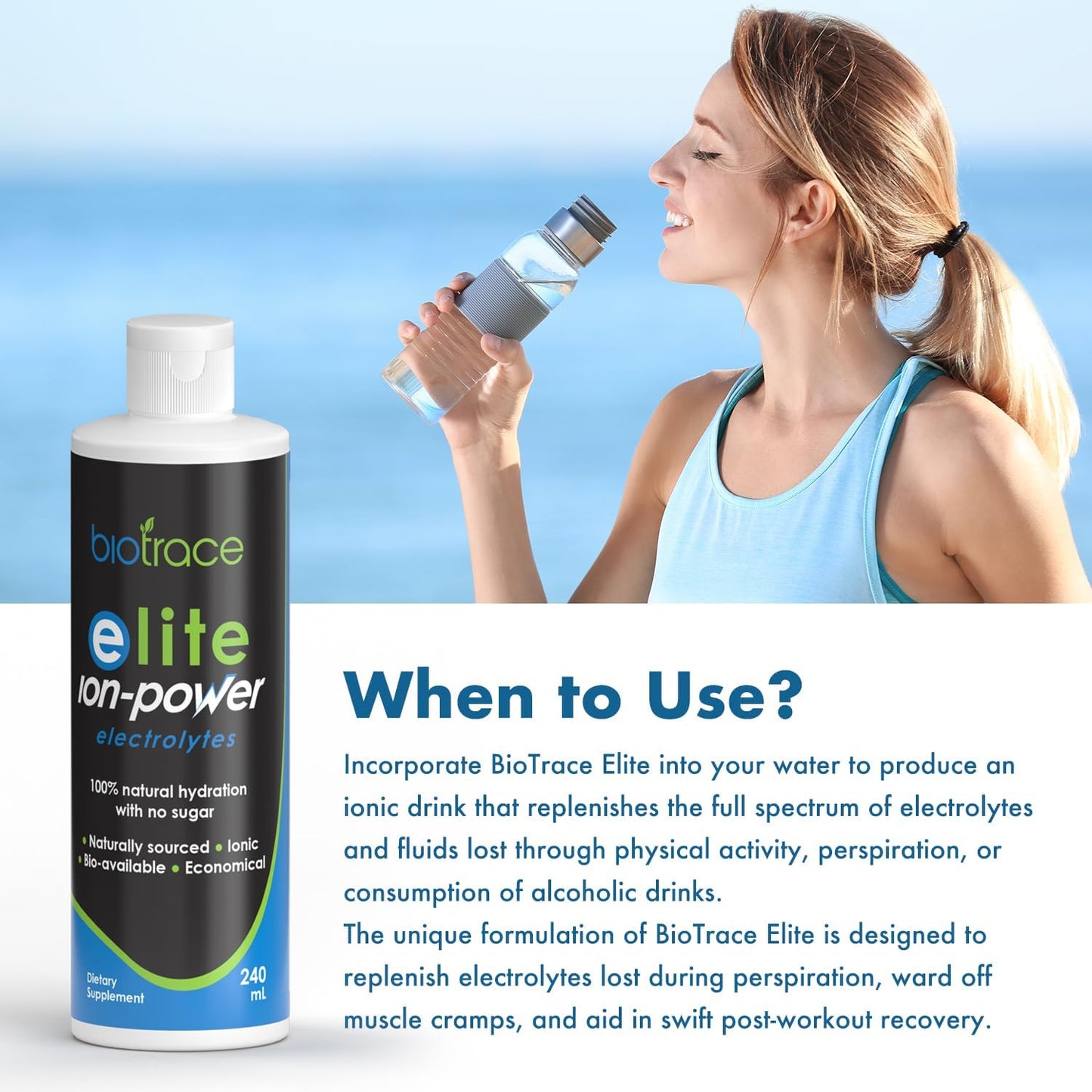 Biotrace Elite Electrolyte Drops: Zero Calorie, Zero Sugar Hydration Supplement with Trace Minerals - 4 fl oz