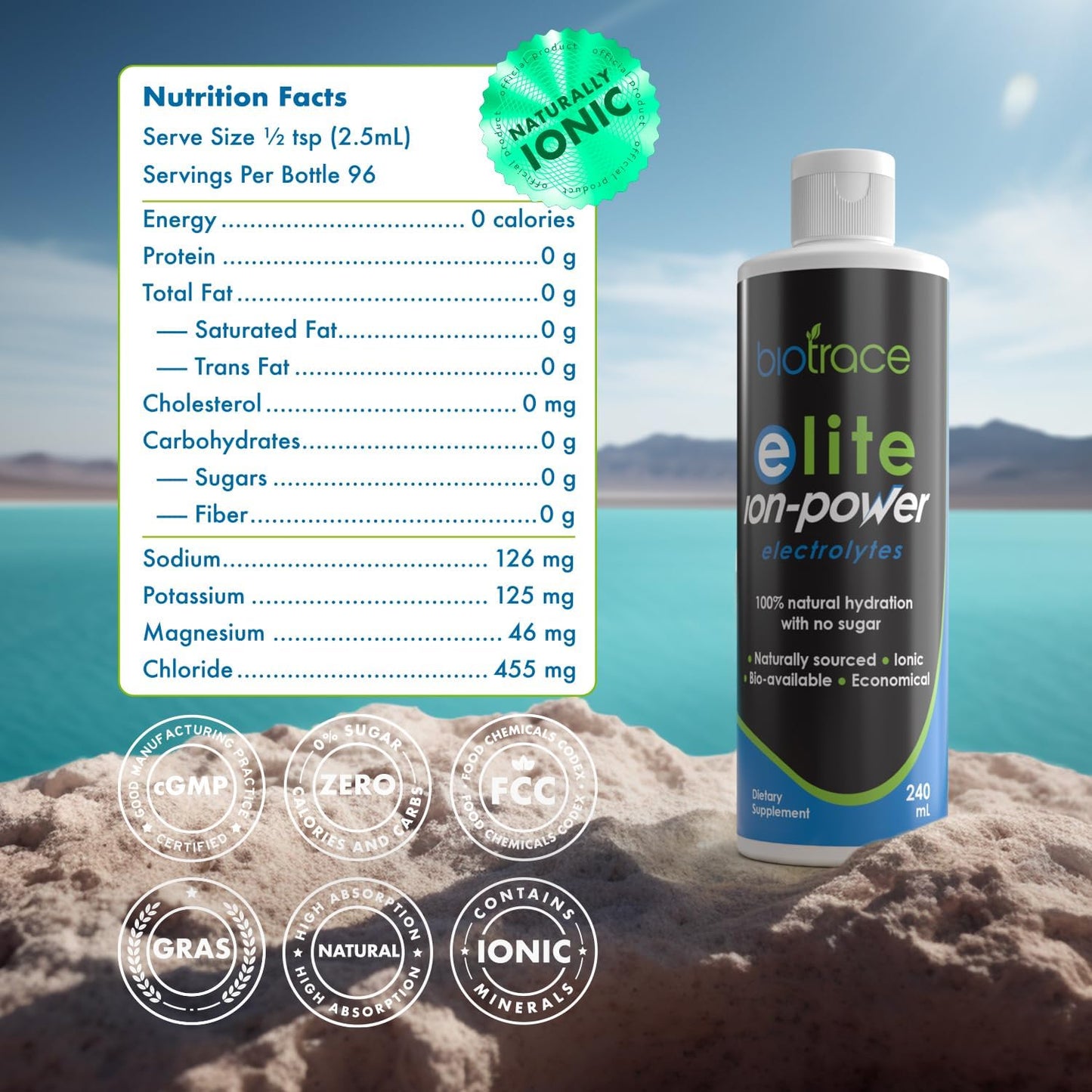 Biotrace Elite Electrolyte Drops: Zero Calorie, Zero Sugar Hydration Supplement with Trace Minerals - 4 fl oz