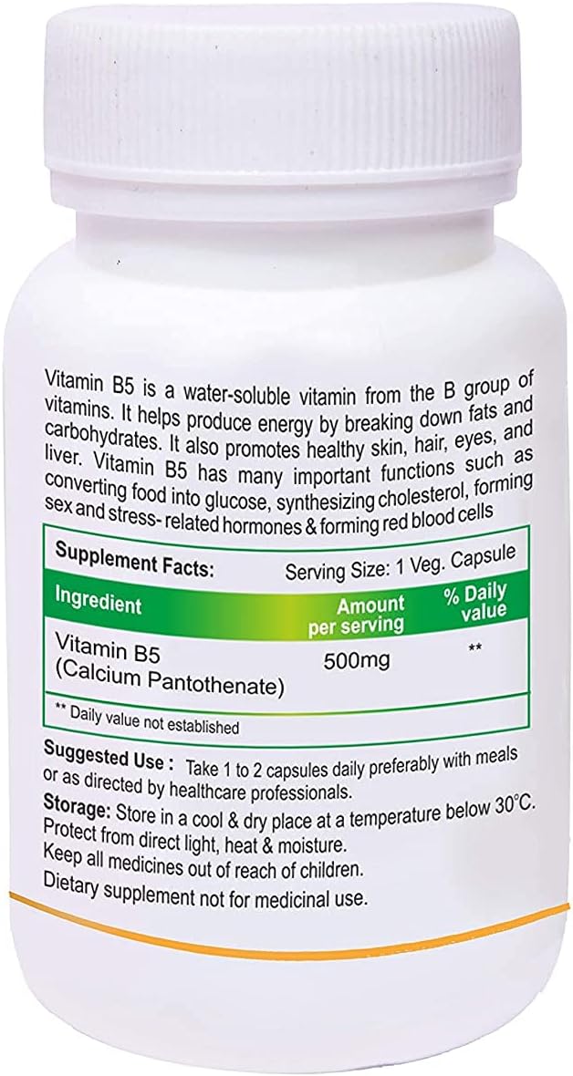 Biotrex Nutraceuticals Panihari Vitamin B5 Supplement - 500mg, 60 Vegetarian Capsules