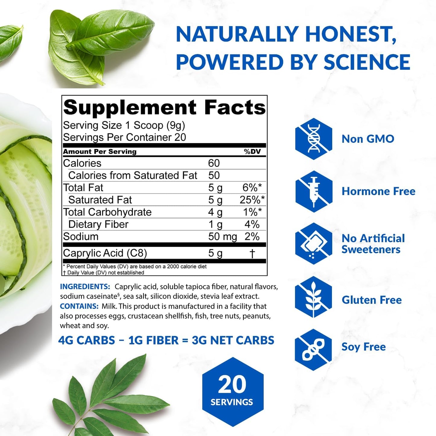 BioTrust Keto Elevate French Vanilla C8 MCT Oil Powder for Clean Energy and Mental Focus - Ketogenic Coffee Creamer with 100% Caprylic Acid MCT Powder - Non-GMO, 20 Servings