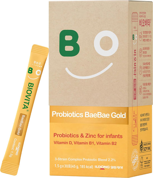 BIOVITA Baby Probiotics Powder: 30 Sticks for 30 Days. Immune & Digestive Support for Babies with Vitamin B, D, and Zinc.