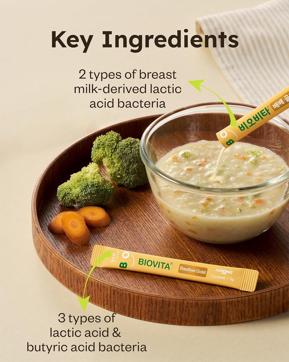 BIOVITA Baby Probiotics Powder: 30 Sticks for 30 Days. Immune & Digestive Support for Babies with Vitamin B, D, and Zinc.
