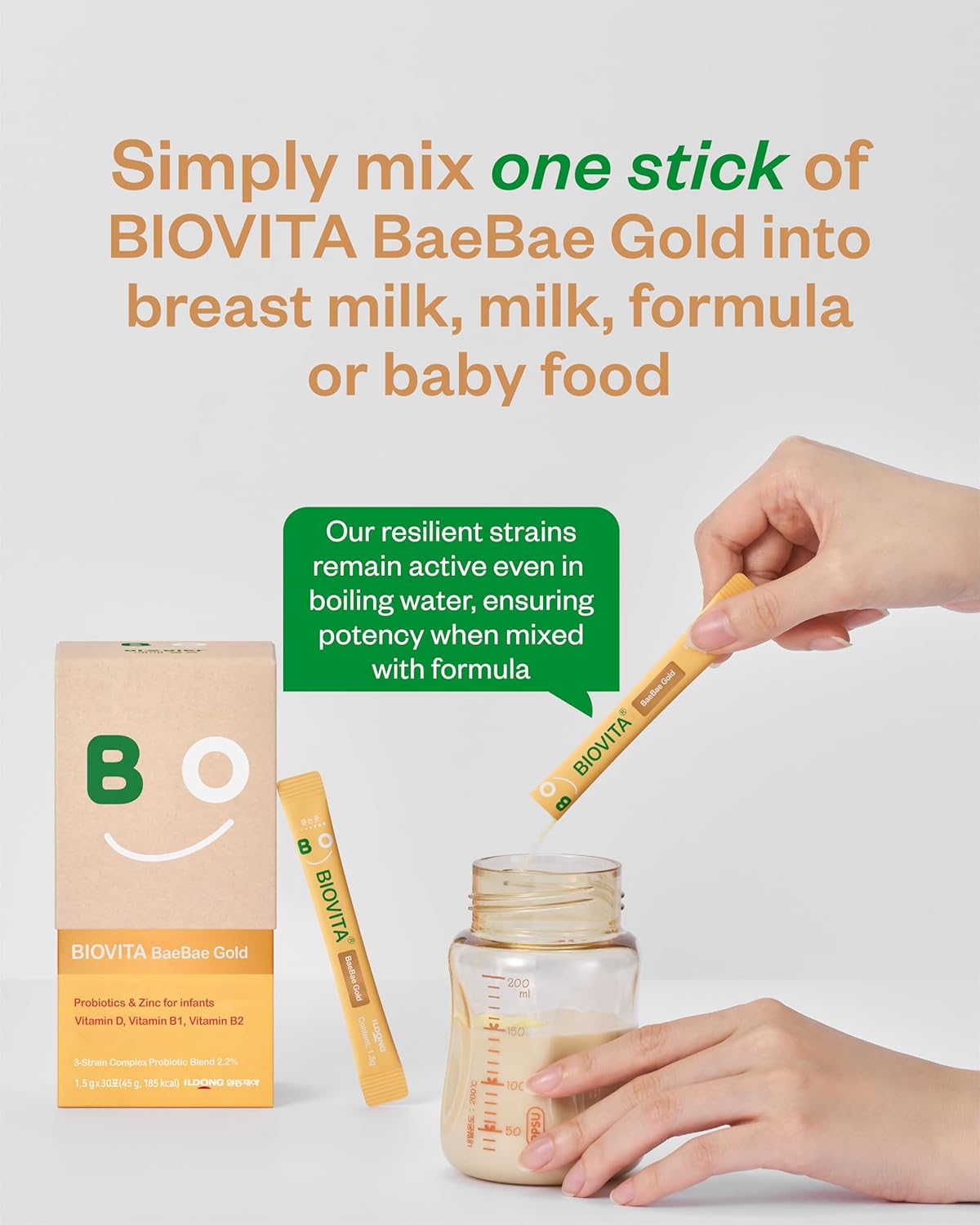 BIOVITA Baby Probiotics Powder: 30 Sticks for 30 Days. Immune & Digestive Support for Babies with Vitamin B, D, and Zinc.