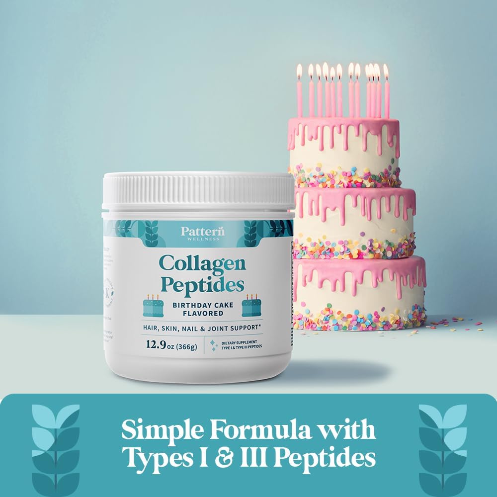 Birthday Cake Collagen Peptides Powder for Hair, Nails, Skin & Joints - Grass Fed, Hydrolyzed, Non-GMO, Dairy Free, Keto - 13 Oz