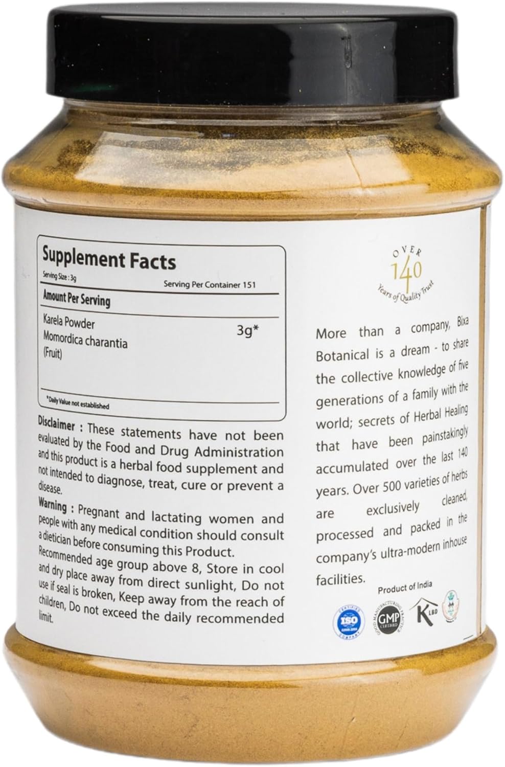 Bixa Botanical Bitter Melon Powder - Ayurvedic Herb for Liver Health, Skin, and Stomach - 1lb (16oz/454g)