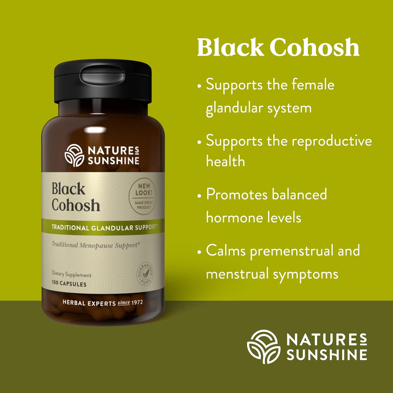 Black Cohosh Capsules - Supports Female Glandular System, Promotes Reproductive Health & Balanced Hormones - 100 Capsules