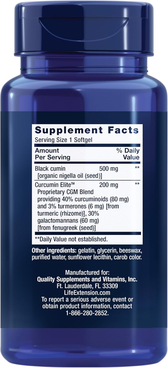 Black Cumin Seed Oil and Curcumin Elite Softgels for Immune Support - Non-GMO and Gluten-Free Formula with Bioavailable Curcumin Turmeric Extract - 60 Count