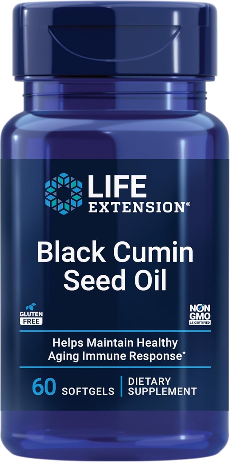 Black Cumin Seed Oil Softgels for Immune Support and Healthy Aging, 60 Count, Gluten-Free and Non-GMO