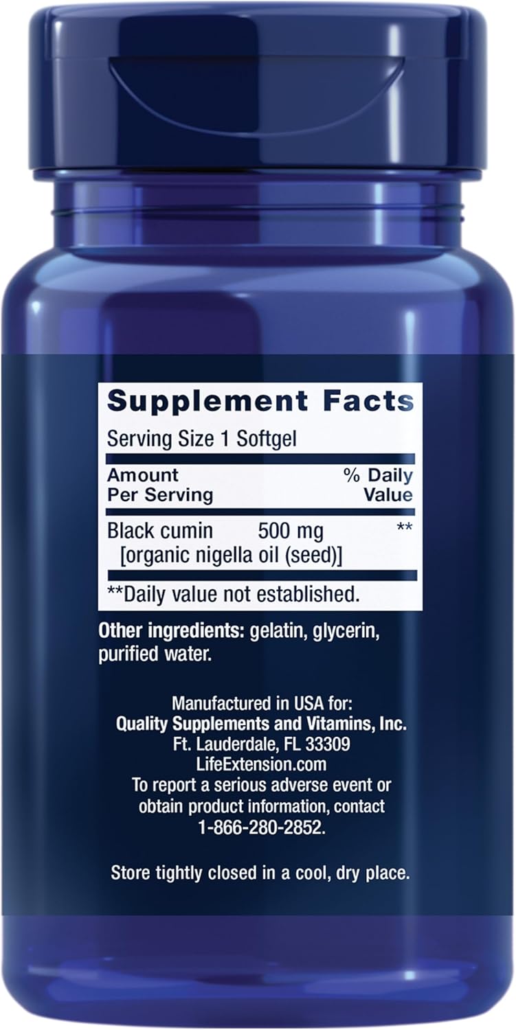 Black Cumin Seed Oil Softgels for Immune Support and Healthy Aging, 60 Count, Gluten-Free and Non-GMO