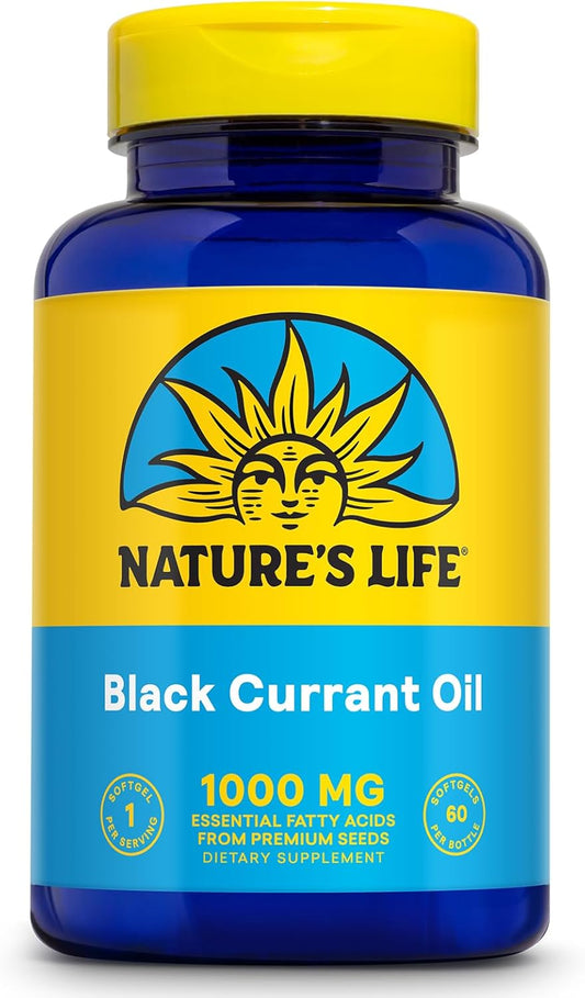 Black Currant Seed Oil 1000mg - Natural Source of Omega 6 & Omega 3, 60 Softgels, 60-Day Guarantee