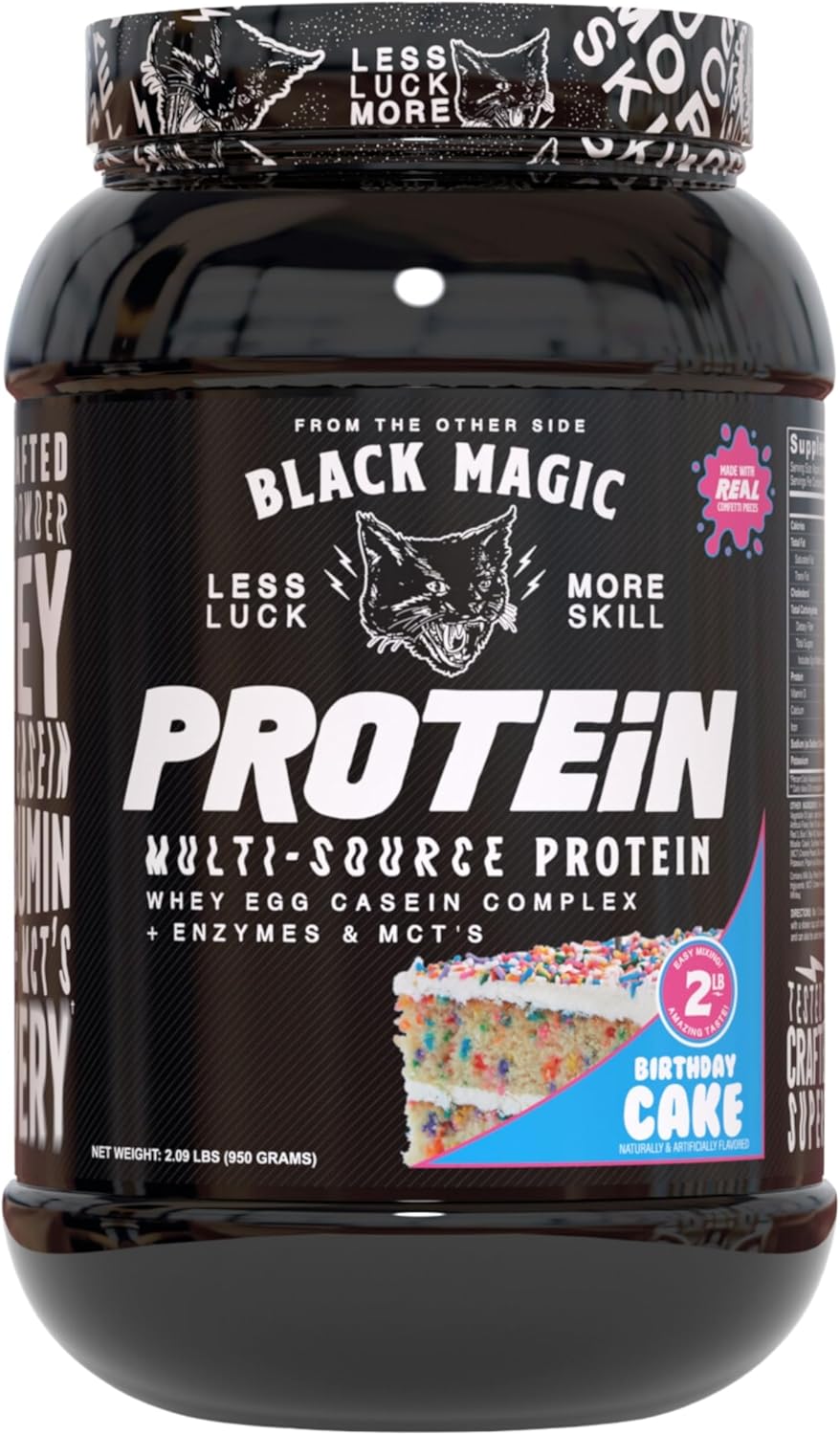 Black Magic Supply Worldwide Nutrition Bundle: Multi Source Protein Powder for Muscle Mass Gain - Birthday Cake Flavor - 2 LB & Multi Purpose Key Chain