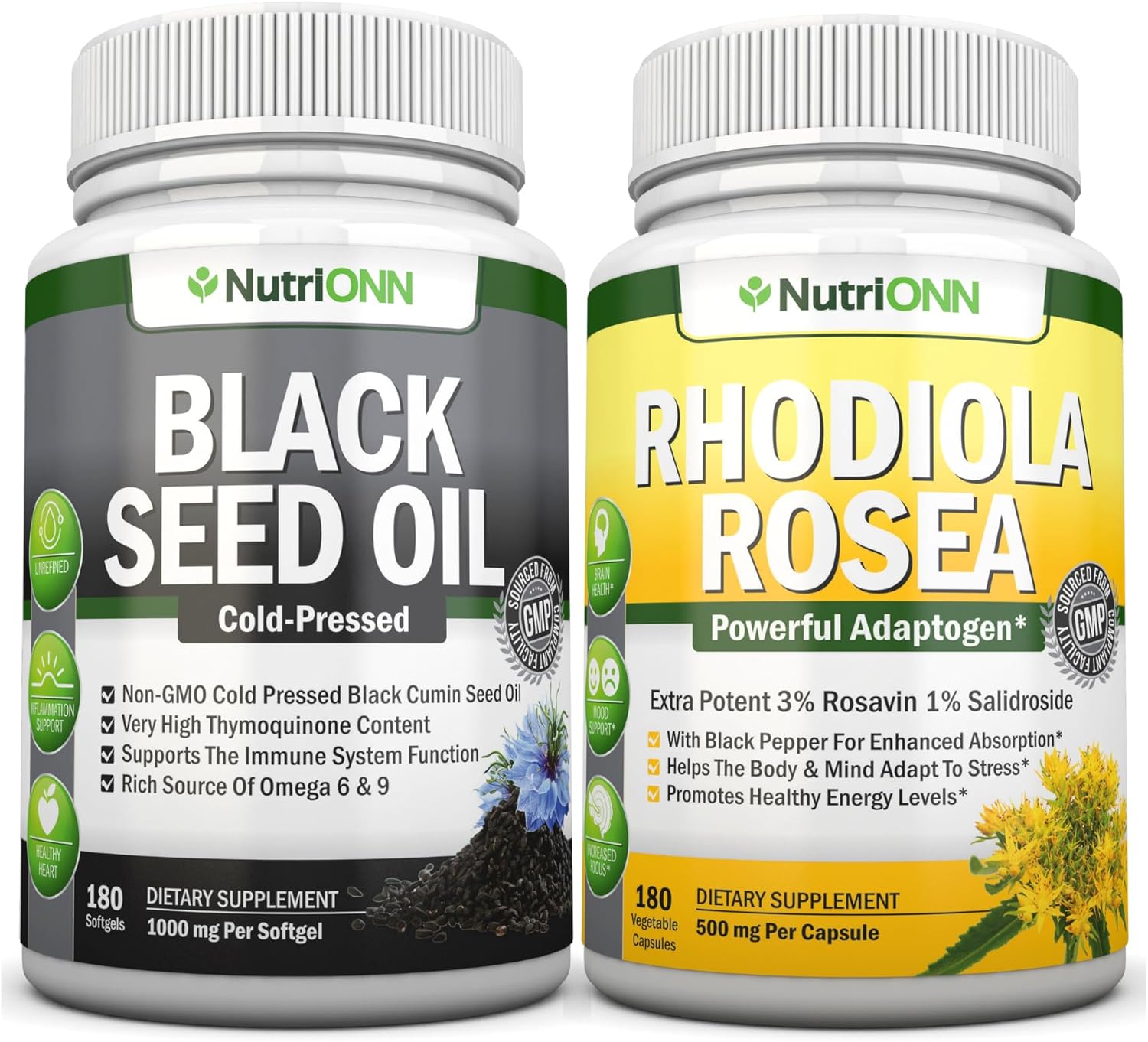 Black Seed Oil Softgels and Rhodiola Rosea Capsules for Enhanced Vitality and Immune Support