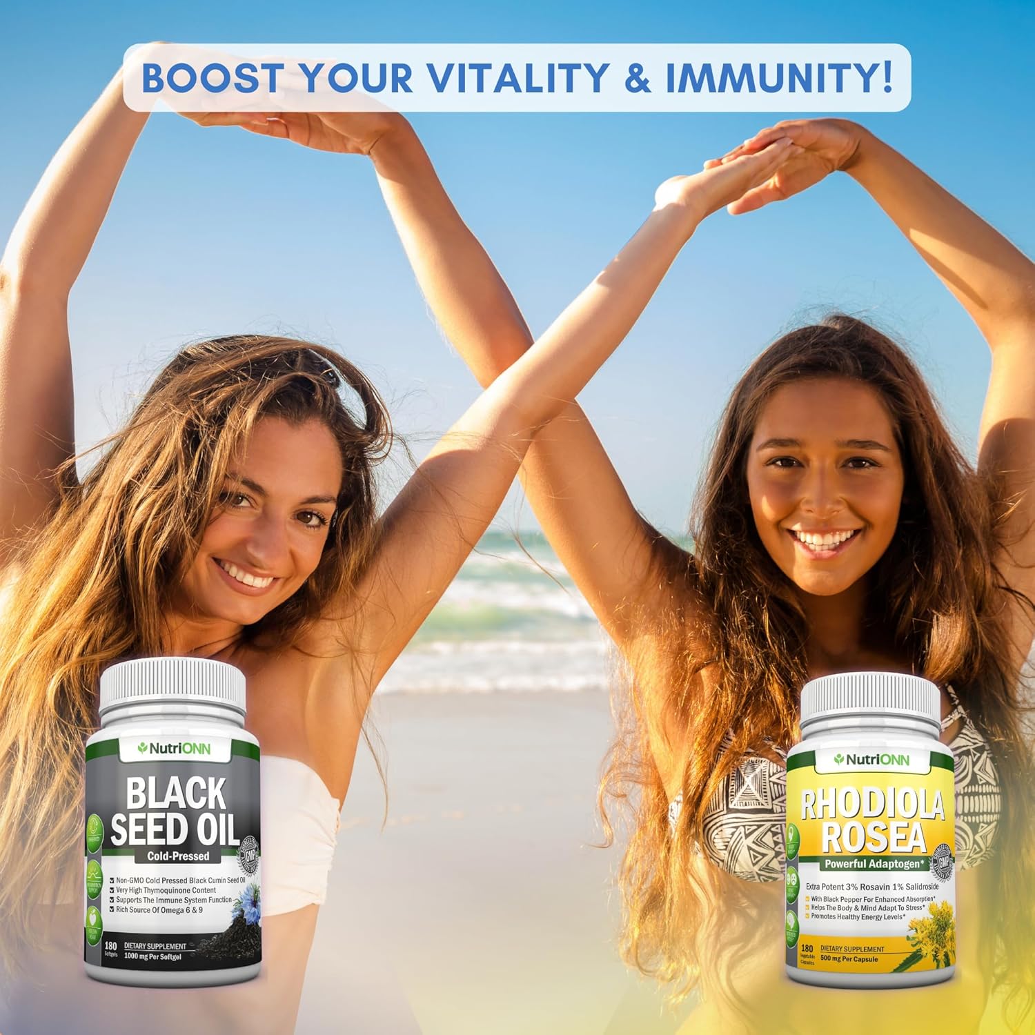 Black Seed Oil Softgels and Rhodiola Rosea Capsules for Enhanced Vitality and Immune Support