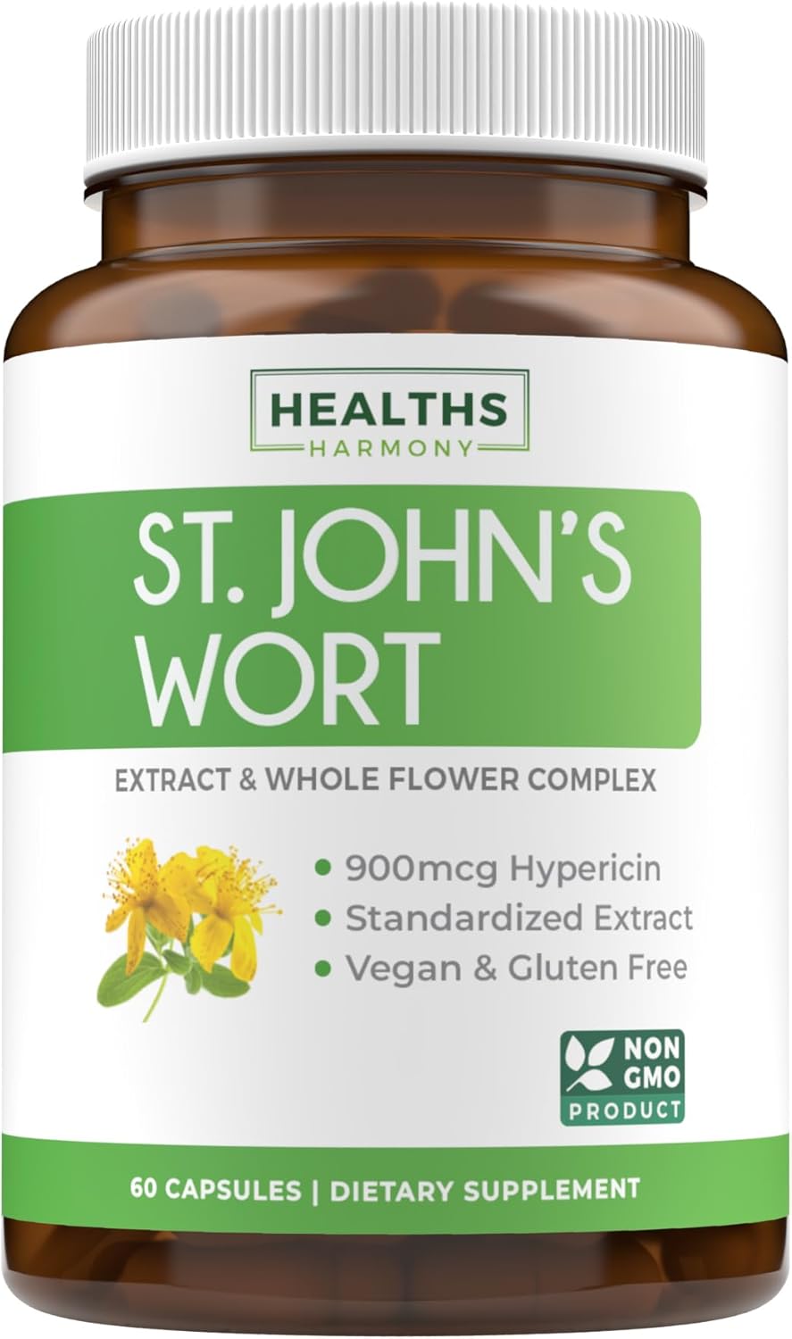 Black Seed Oil & St. John's Wort Serene Blend Bundle - 1 Month Supply - 60 Capsules- Cold-Pressed Nigella Sativa - Powerful 900mcg Hypericin