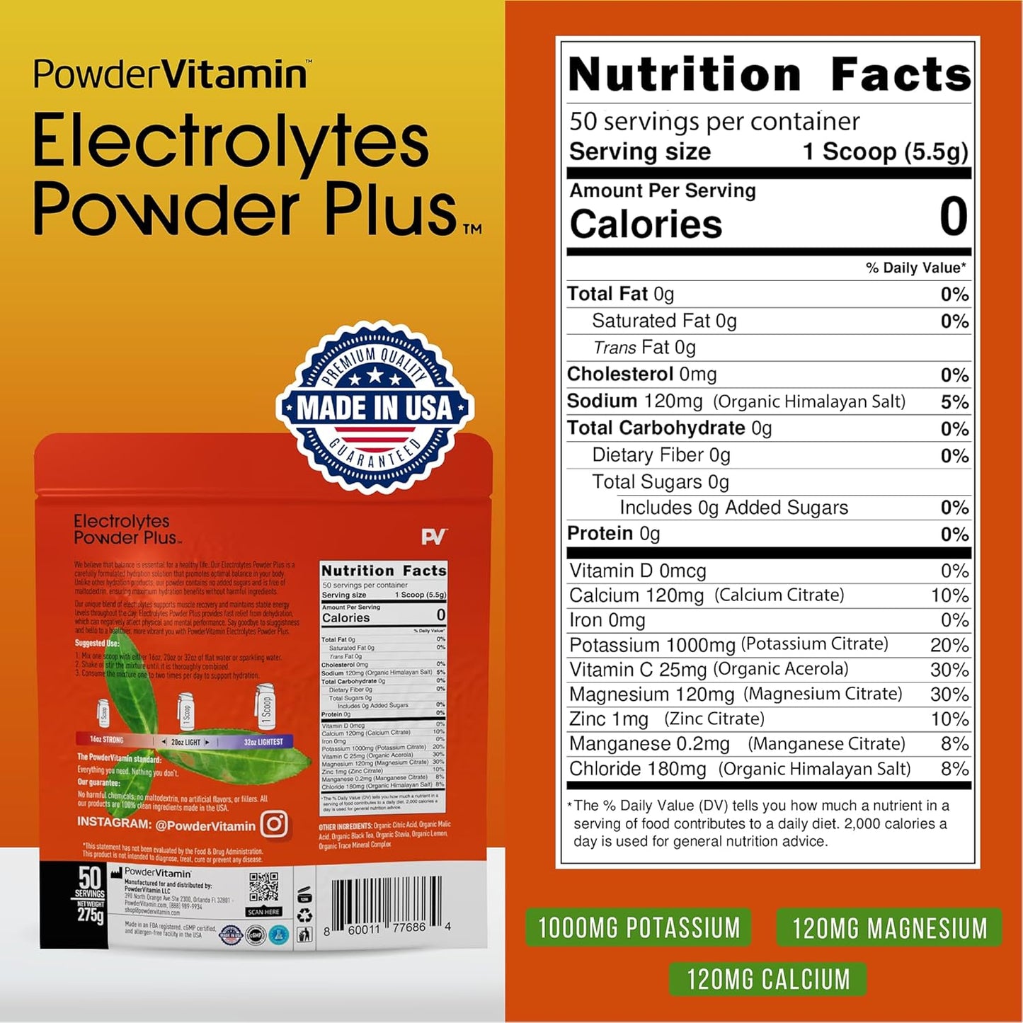 Black Tea Lemonade Electrolyte Powder - 50 Servings, Zero Calorie Keto Hydration Powder with 1000mg Potassium