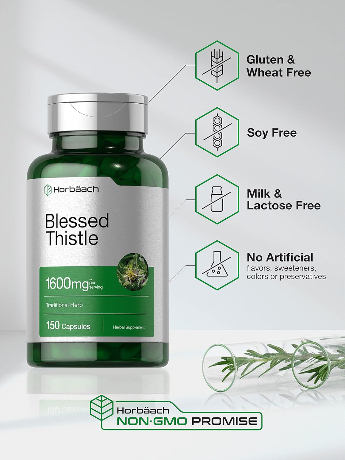 Blessed Thistle Capsules 1600mg | 150 Count | High Potency Non-GMO Gluten-Free Supplement