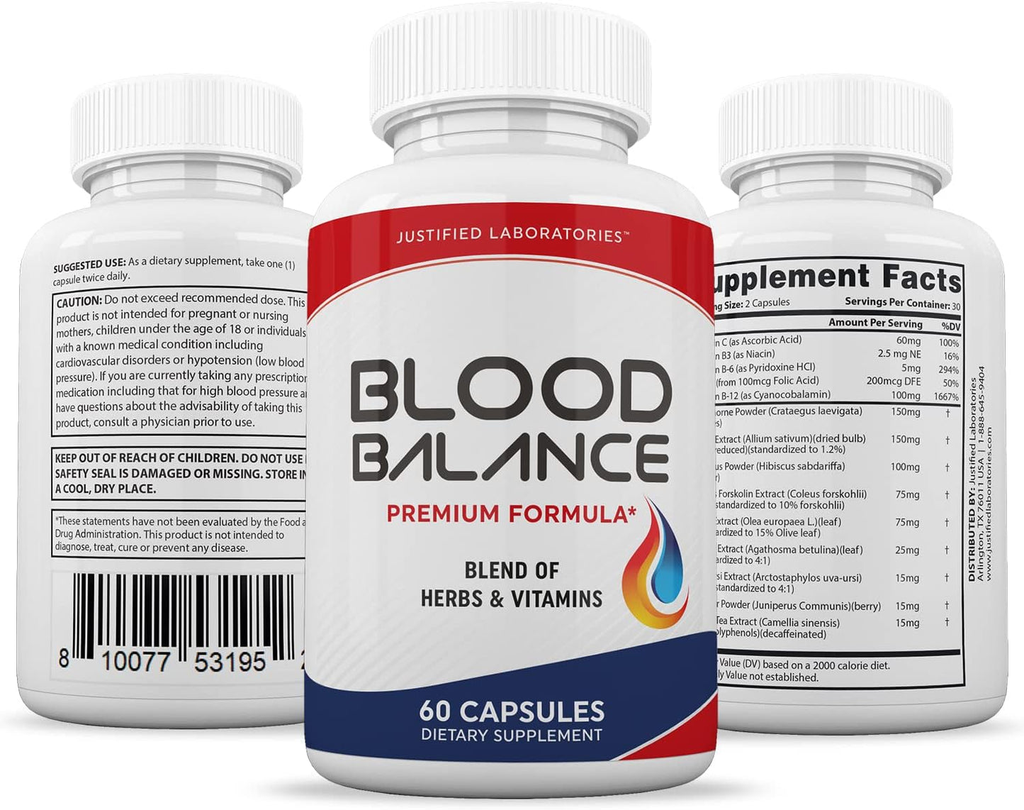 Blood Balance Advanced Formula 620MG Supplement Pills (2 Pack, 120 Capsules) by Justified Laboratories