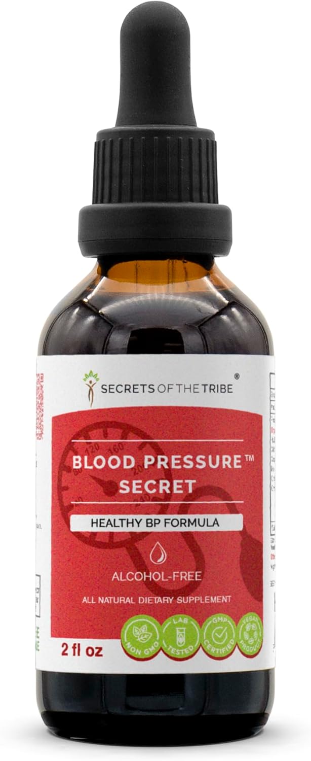 Blood Pressure Support Herbal Supplement - Secrets of the Tribe Healthy Circulation Formula, Alcohol-Free Liquid Extract (2 fl oz)