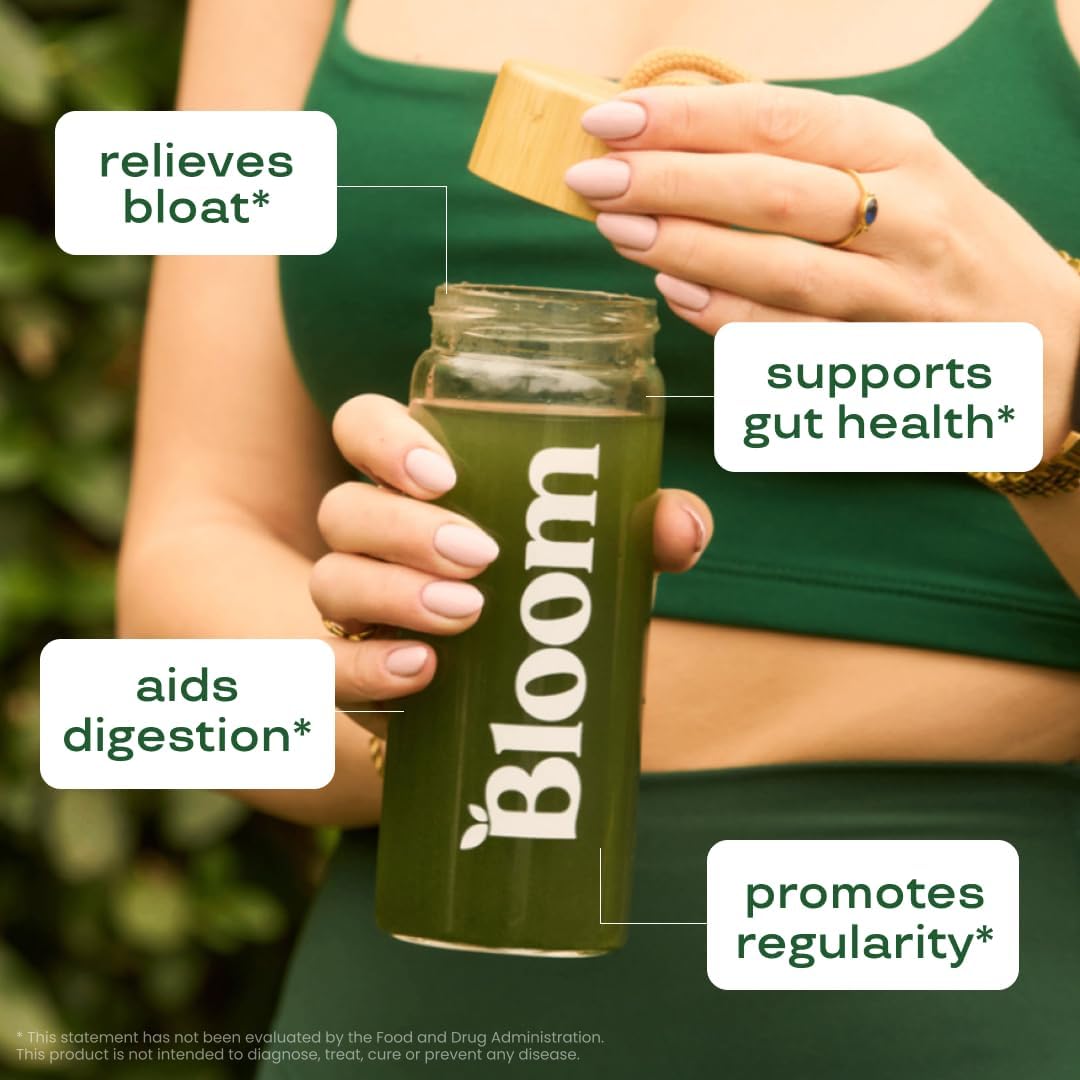 Bloom Nutrition Superfood Greens Powder with Digestive Enzymes, Probiotics, Prebiotics - Gut Health, Bloating Relief for Women - Chlorella, Beet Root - 60 Servings