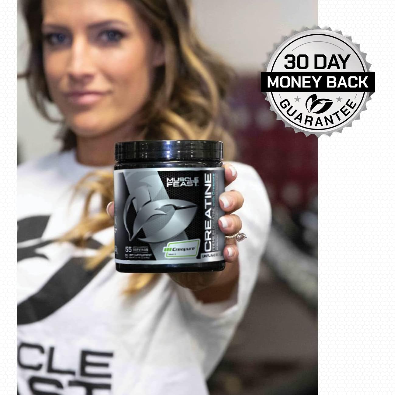 Blue Ice Pop Muscle Feast Creapure Creatine Monohydrate Powder - Vegan, Keto, Gluten-Free, Easy to Mix - 300g - Mass Gainer, Recovery Supplement, Muscle Growth