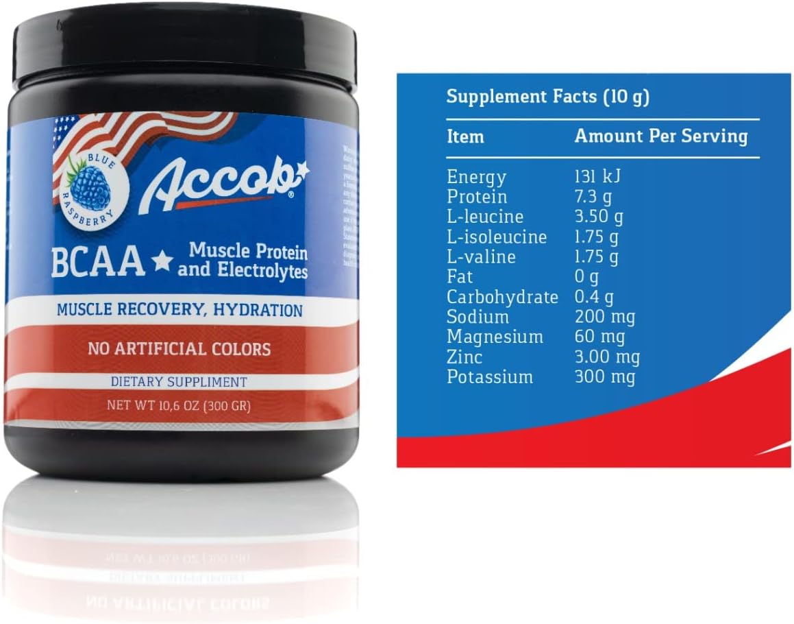 Blue Raspberry BCAA Powder for Pre or Post Workout - Muscle Recovery Drink with Amino Acids, Electrolytes, and Collagen Peptides - 30 Servings