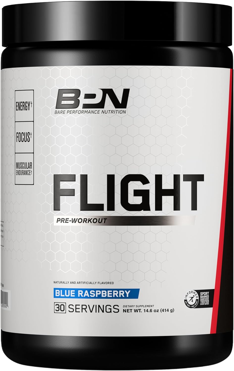 Blue Raspberry BPN Flight Pre Workout - Boost Energy, Focus & Endurance with CarnoSyn® Beta Alanine - 30 Servings