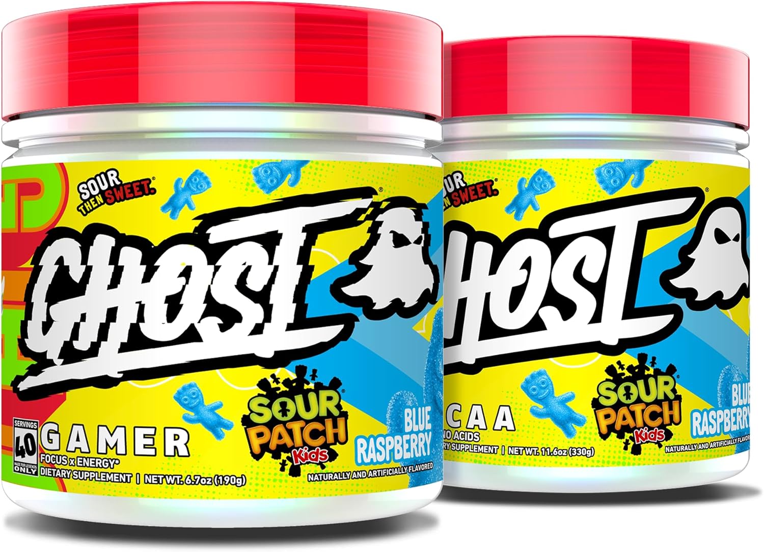 Blue Raspberry Gamer Nootropics and BCAA Amino Acids Bundle - GHOST Sour Patch Kids
