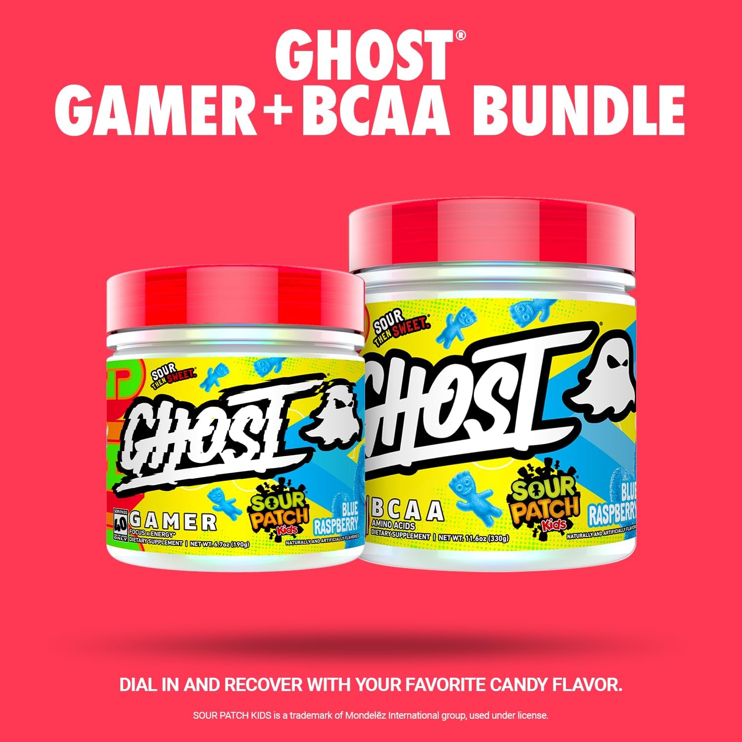 Blue Raspberry Gamer Nootropics and BCAA Amino Acids Bundle - GHOST Sour Patch Kids
