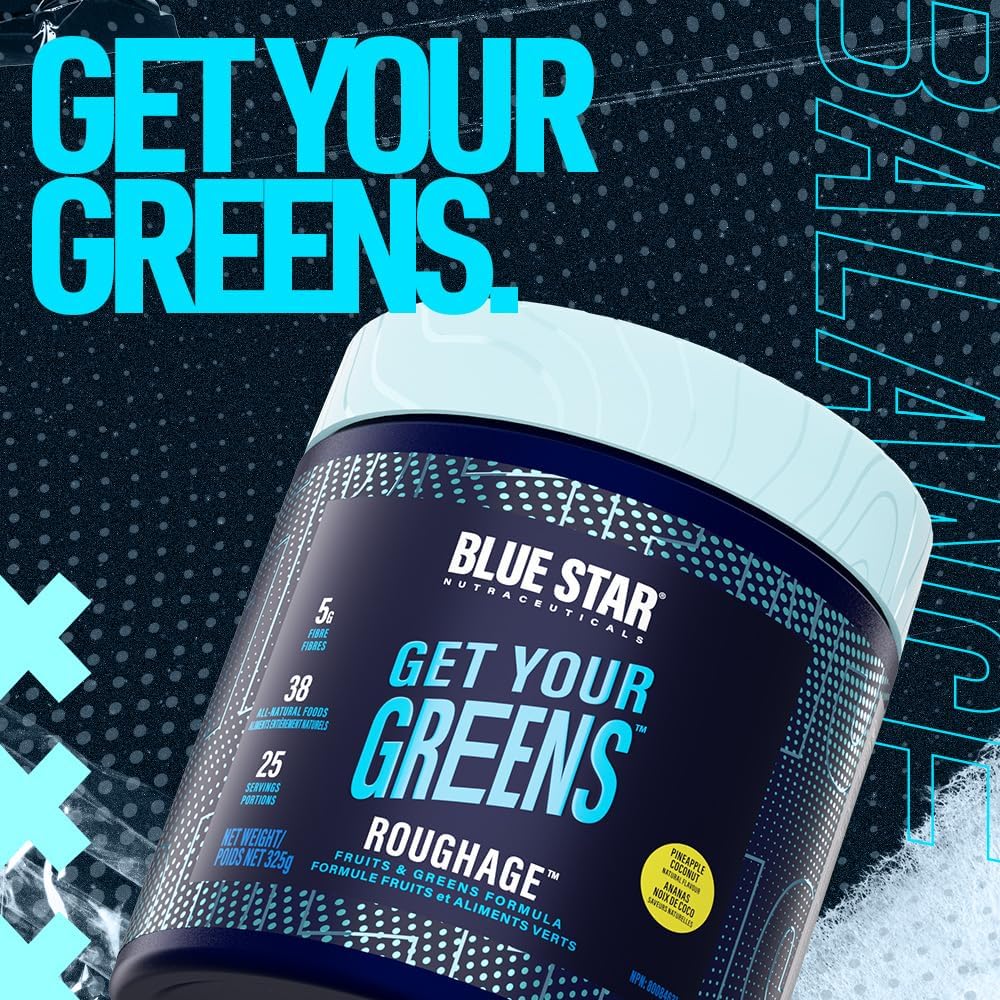 Blue Star Nutraceuticals ROUGHAGE Superfood Powder - 38 Fruits & Greens with Natural Pineapple Coconut Flavor