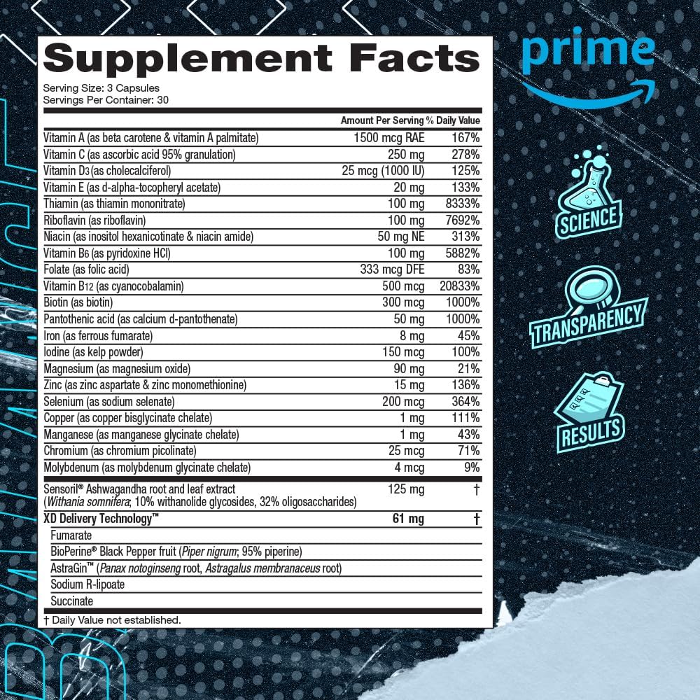 Blue Star Nutraceuticals Vitality for Men - Energy-Boosting Multivitamin with Ashwagandha and B-Vitamins - 90 Veggie Capsules