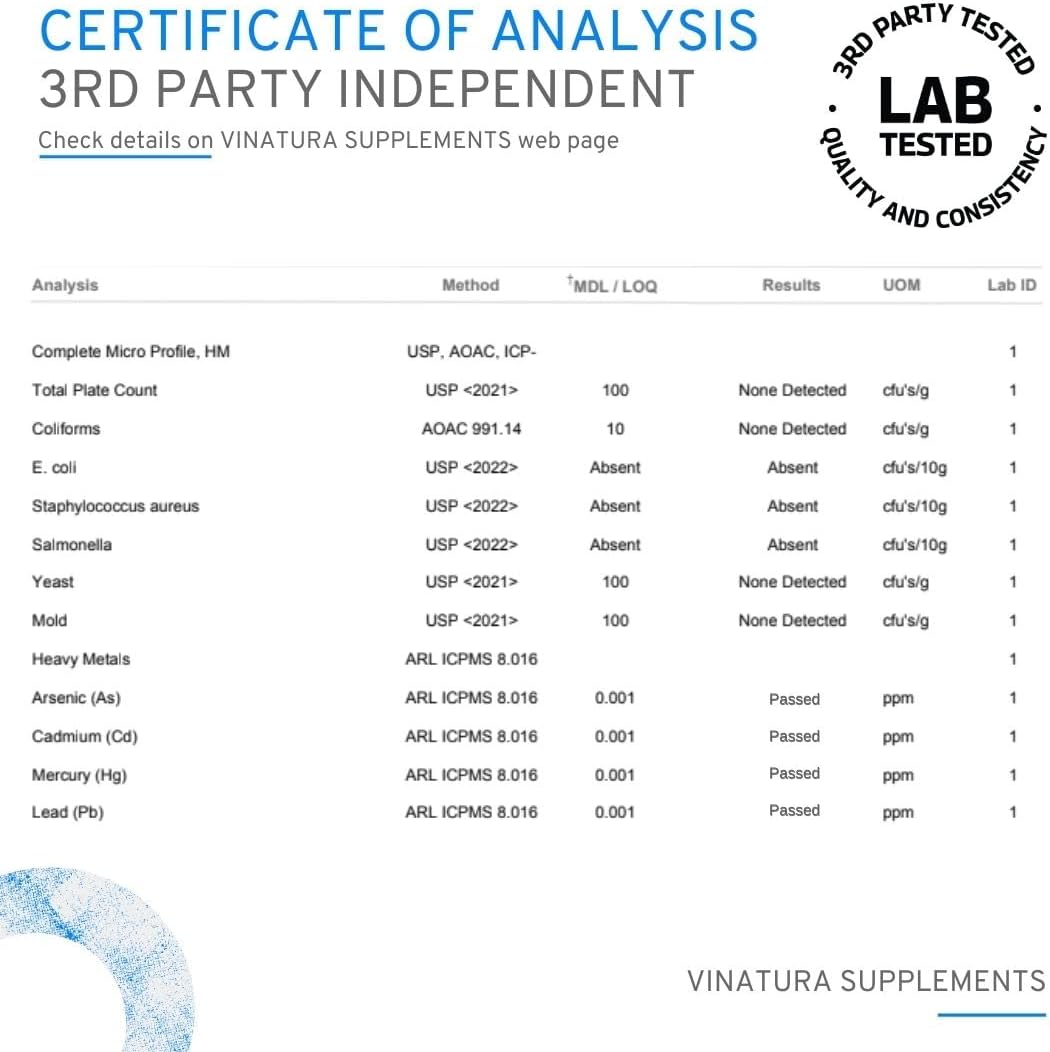 Blue Vervain and Ashwagandha Blend Capsules - 1400mg per serving, Brain Health and Stress Relief Support, 60 Count
