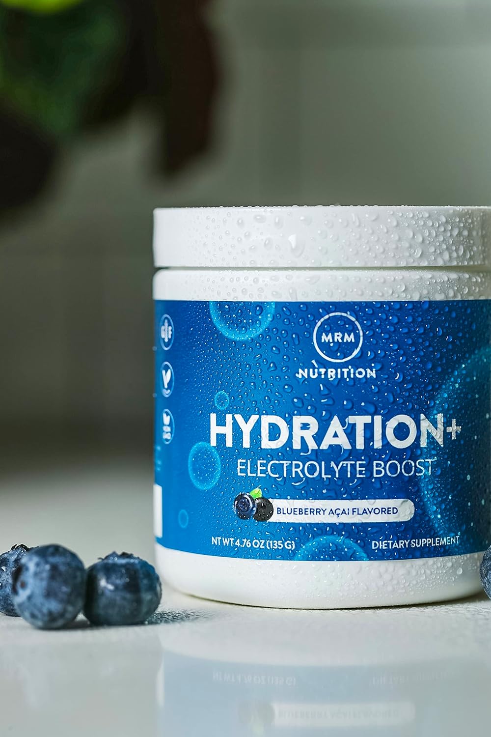 Blueberry Açai Flavored MRM Nutrition Hydration + with Electrolyte Boost - Vegan & Gluten-Free - 15 Servings