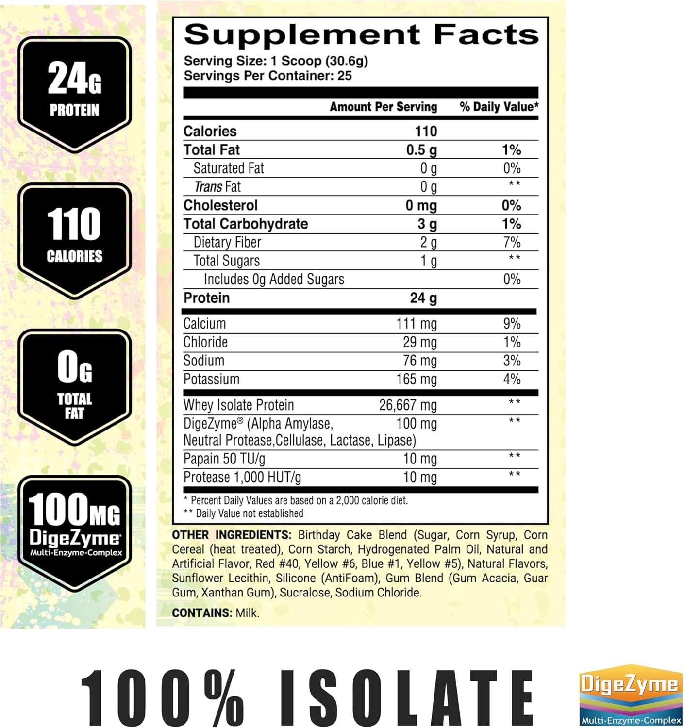 Blueberry Cobbler Protein Isolate with Digestive Enzymes - 24g Protein per Serving, Smooth Consistency - 25 Servings