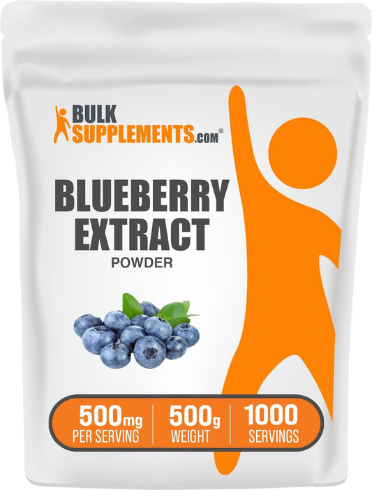 Blueberry Extract Powder - Vegan & Gluten-Free Supplement, Wild Blueberry Extract 500mg - 500g (1.1 lbs) Pack