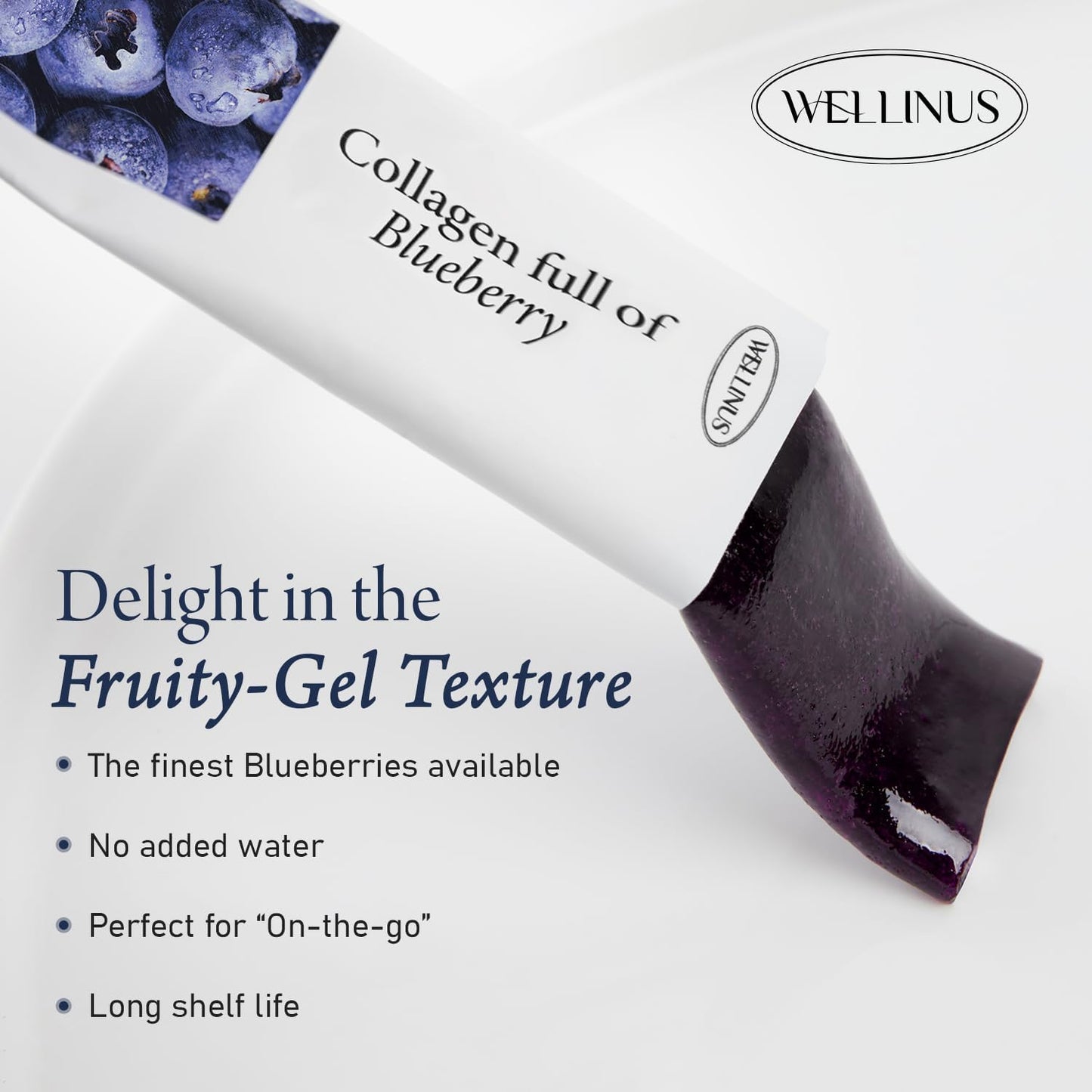 Blueberry Jelly Stick with Marine Collagen, HACCP Certified, 25-Pack, Fast Absorbing Beauty Snack