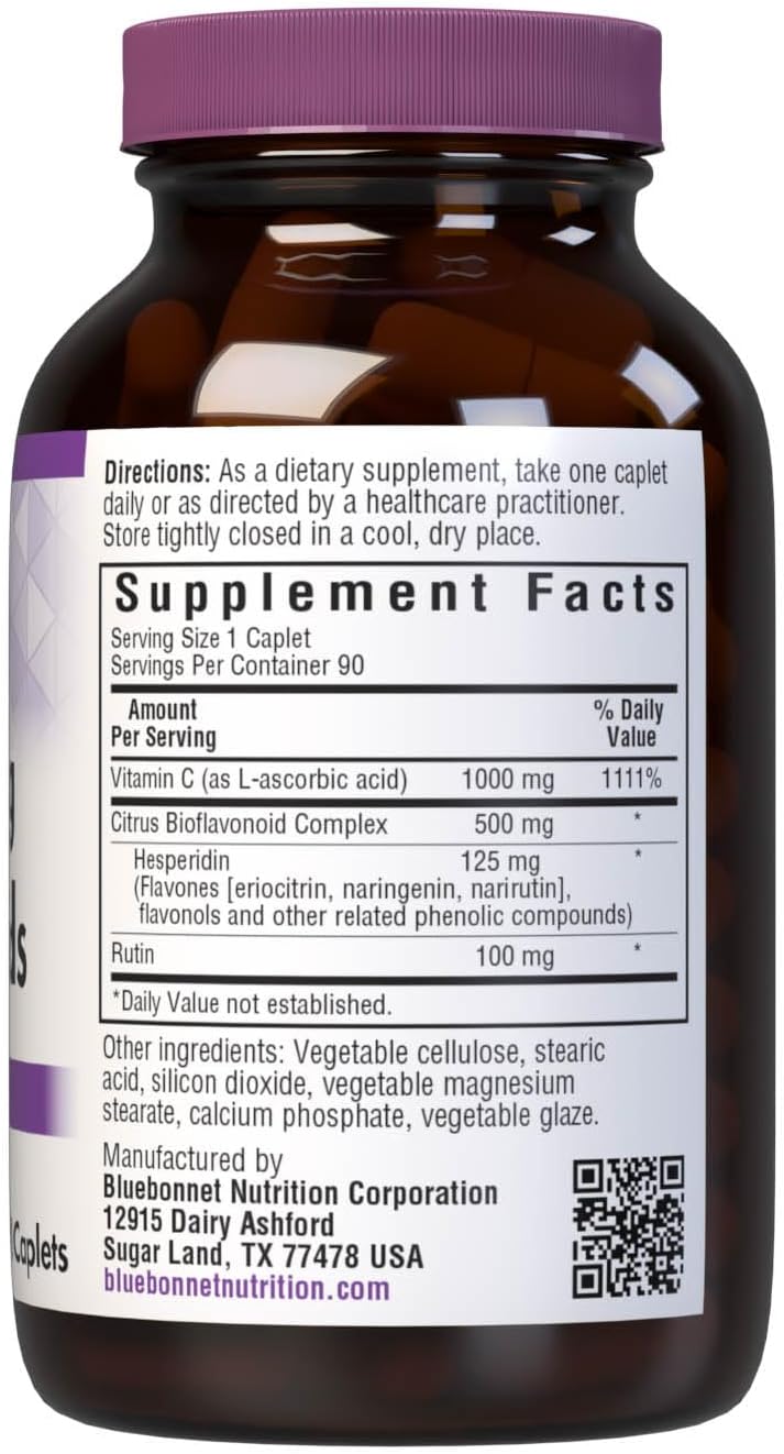BlueBonnet 1000 mg Vitamin C Caplets with Bioflavonoids - 90 Count Bottle