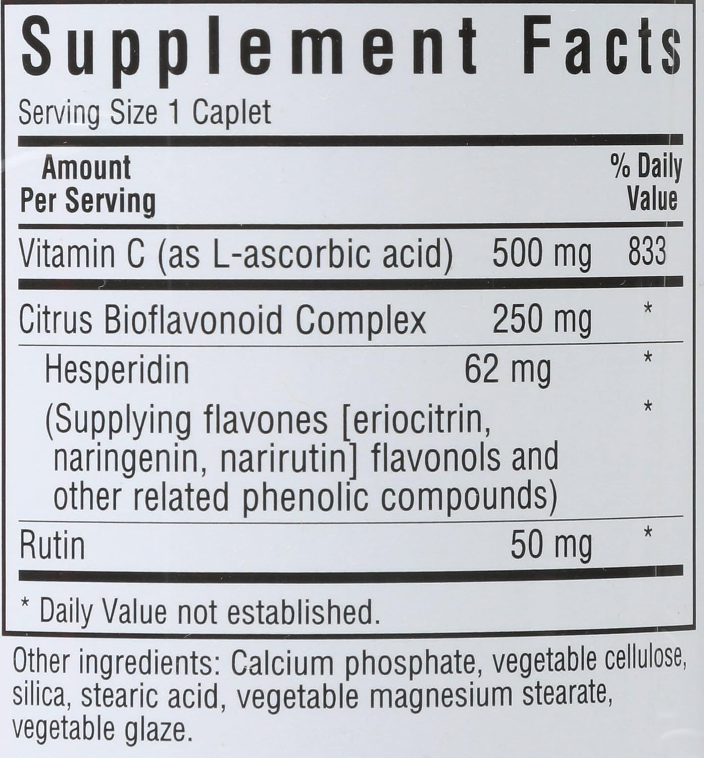 BlueBonnet 500mg Vitamin C Caplets with Bioflavonoids - 90 Count Bottle