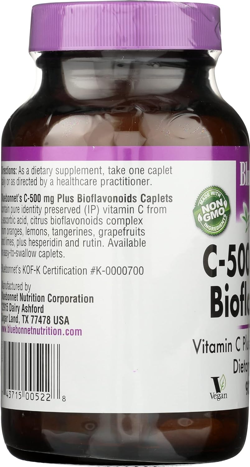 BlueBonnet 500mg Vitamin C Caplets with Bioflavonoids - 90 Count Bottle