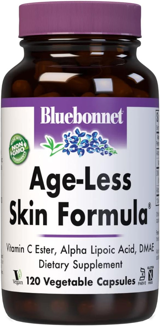 BlueBonnet Age-Less Skin Formula Capsules - 120 Vegetable Capsules for White, Healthy Skin