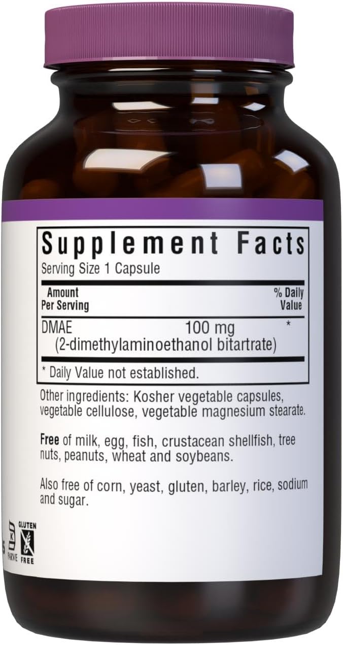 BlueBonnet DMAE Capsules, 100 Count - Cognitive Support Dietary Supplement