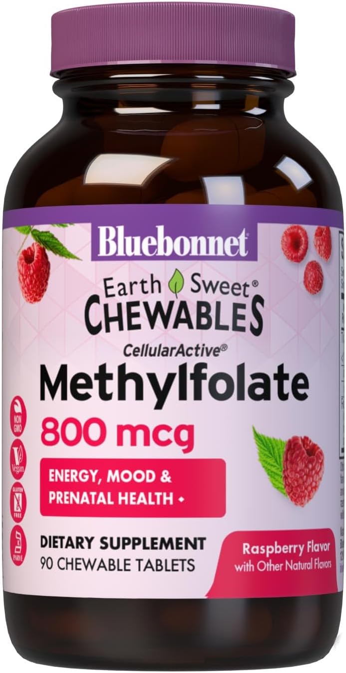 Bluebonnet Earth Sweet Methylfolate Chewable Tablets - 800 mcg, 90 Count