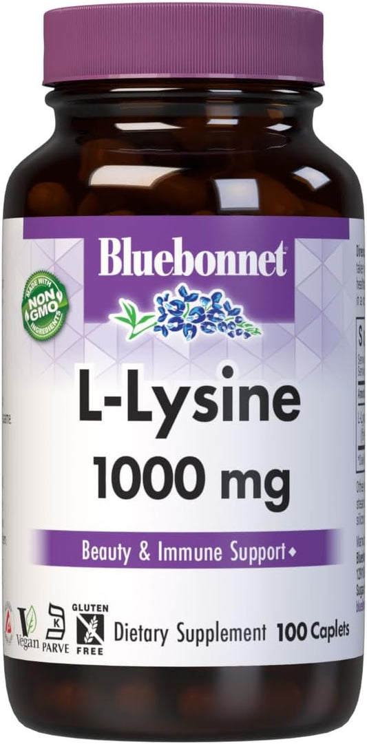 Bluebonnet L-Lysine 1000 mg Caplets - 100 Count, Immune Support Supplement