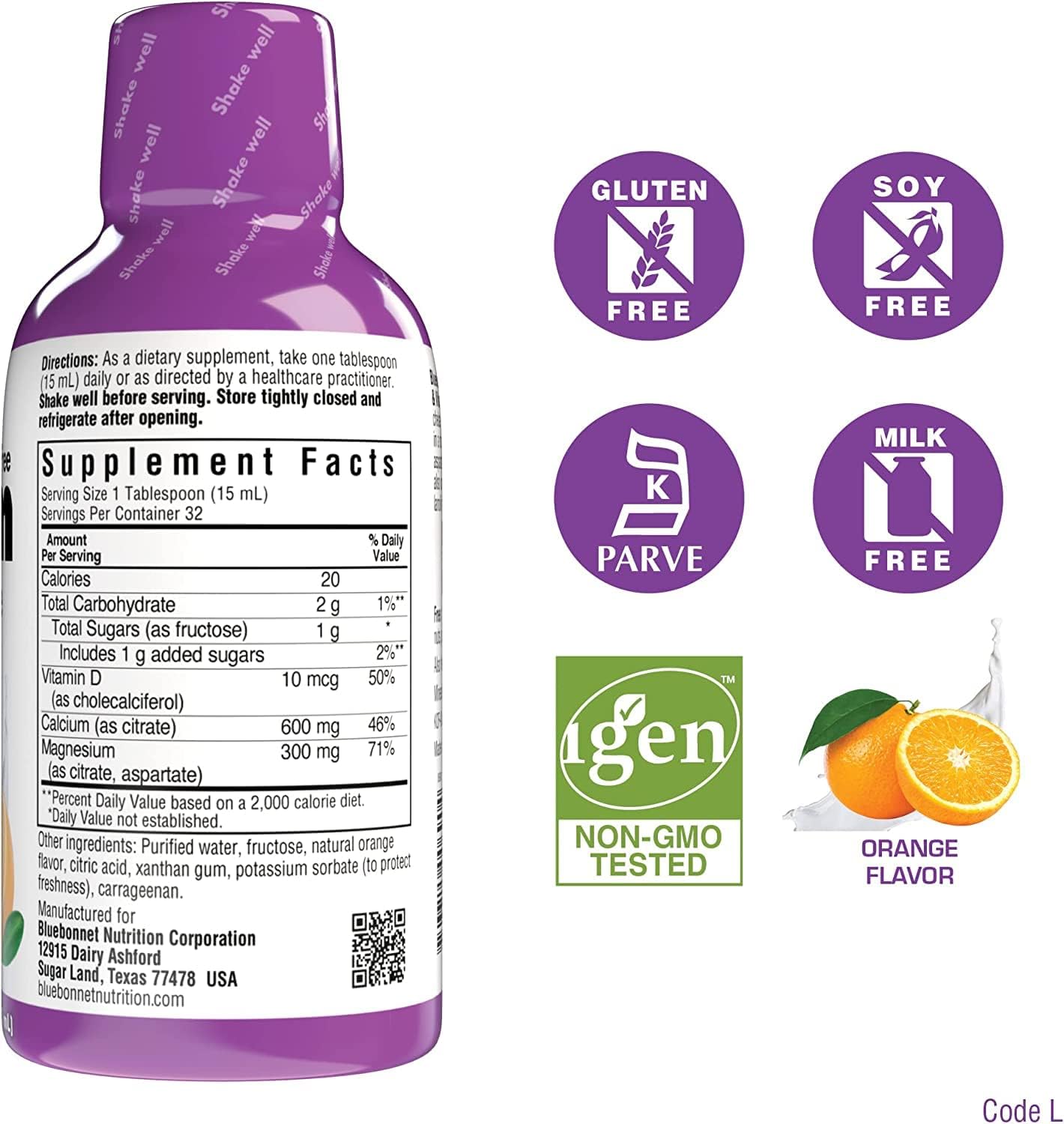 Bluebonnet Liquid Calcium Citrate Magnesium Citrate, Vitamin D3 Bundle - Orange, Blueberry, Strawberry Flavors, 3 Bottles, 16 Fl Oz each