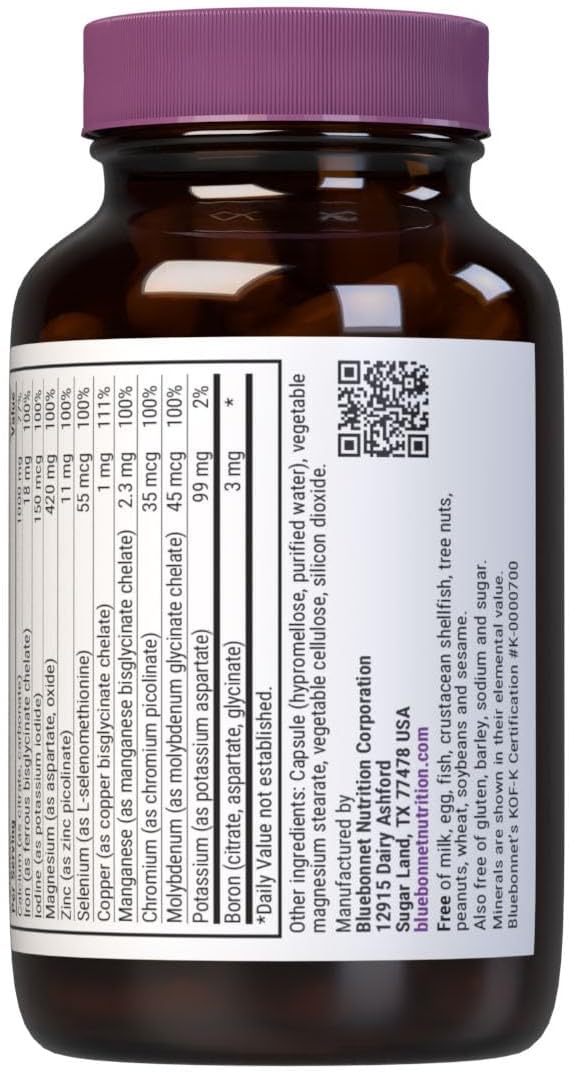 BlueBonnet Multi Minerals with Boron Capsules - 90 Count - Vegetarian Formula