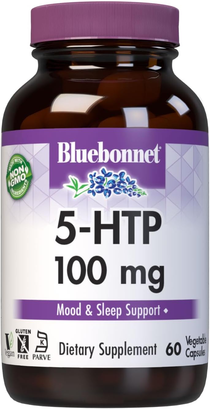 Bluebonnet Nutrition 5-HTP 100mg Capsules for Neurotransmitter Support and Positive Mood, Vegan and Non-GMO, 60 Servings
