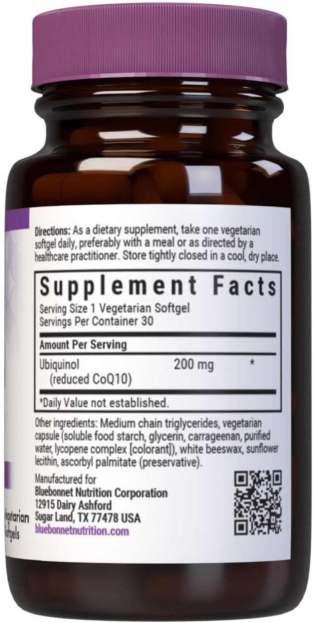Bluebonnet Nutrition Active CoQ10 Ubiquinol 200mg Softgels for Heart & Cellular Health, Kaneka, Non GMO, Gluten & Soy Free