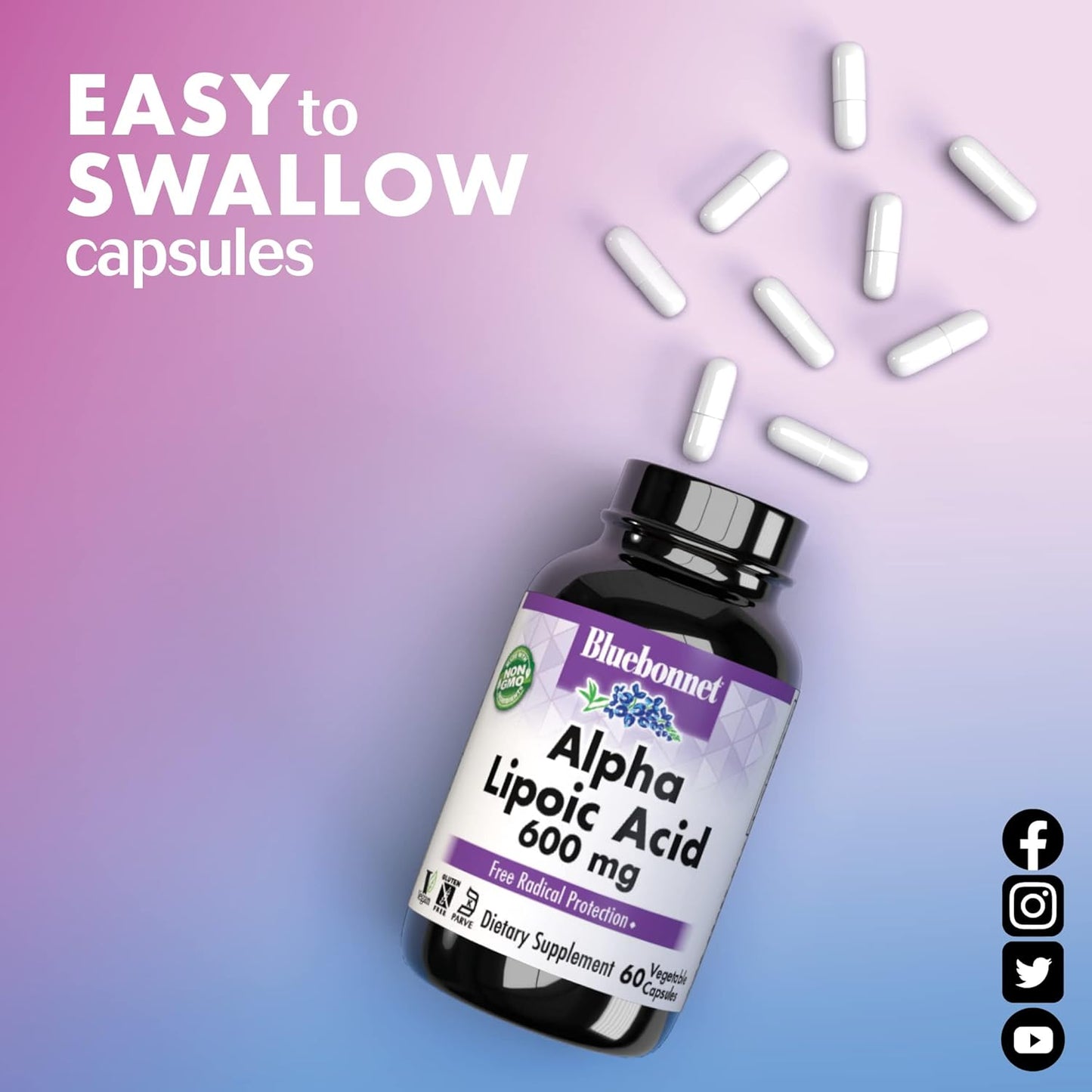 Bluebonnet Nutrition Alpha Lipoic Acid 100 mg Capsules for Antioxidant Support and Overall Wellness